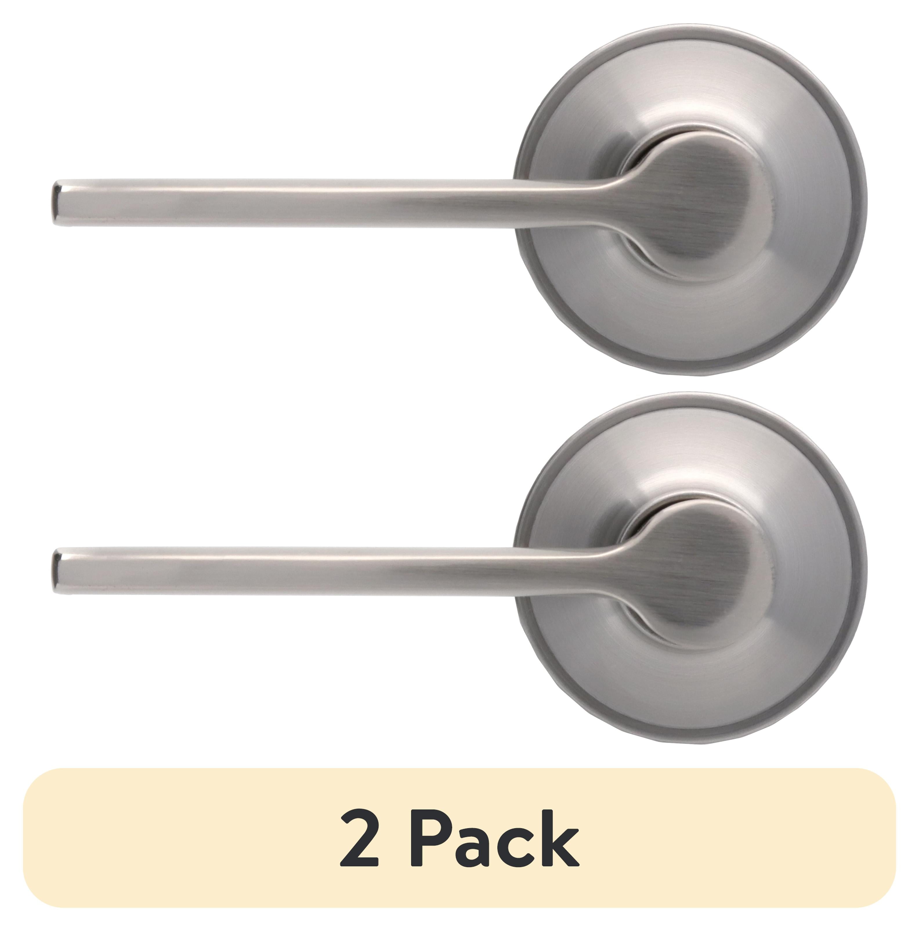 (2 pack) Hyper Tough Satin Nickel Passage Door Lever with Round Rosette Model 1753202