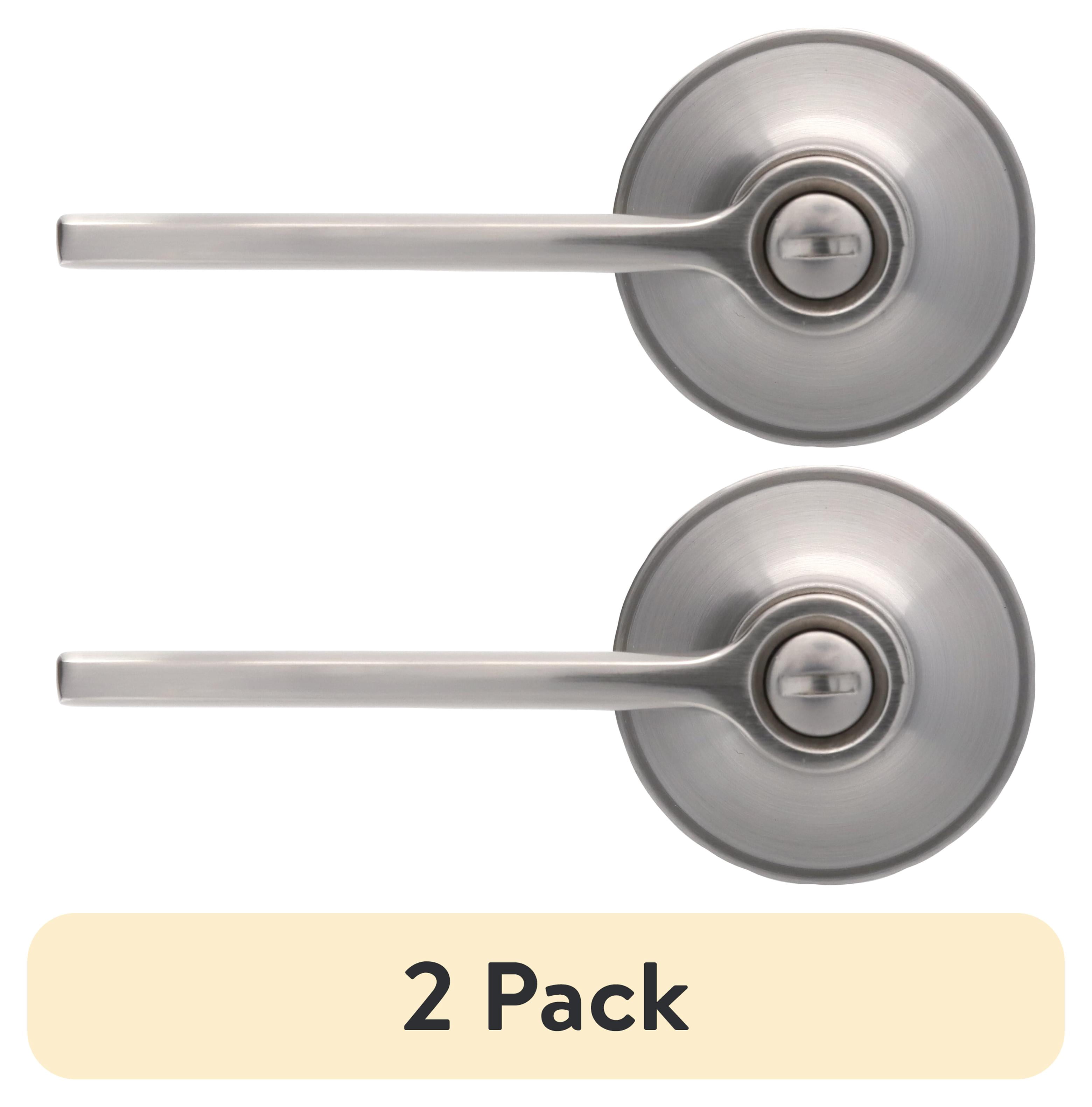 (2 pack) Hyper Tough Satin Nickel Privacy Door Lever with Round Rosette Model 1753102