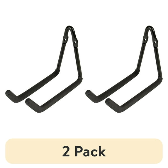 (2 pack) Hyper Tough Screw Mounted Steel Utility V-Hook Hanger, Black Powder Coat Finish