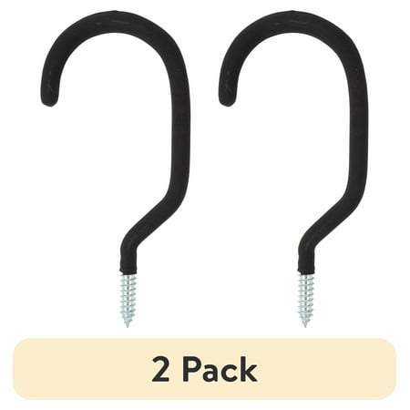 (2 pack) Hyper Tough Screwin Heavy Duty Steel Garage Bicycle Hook, Black