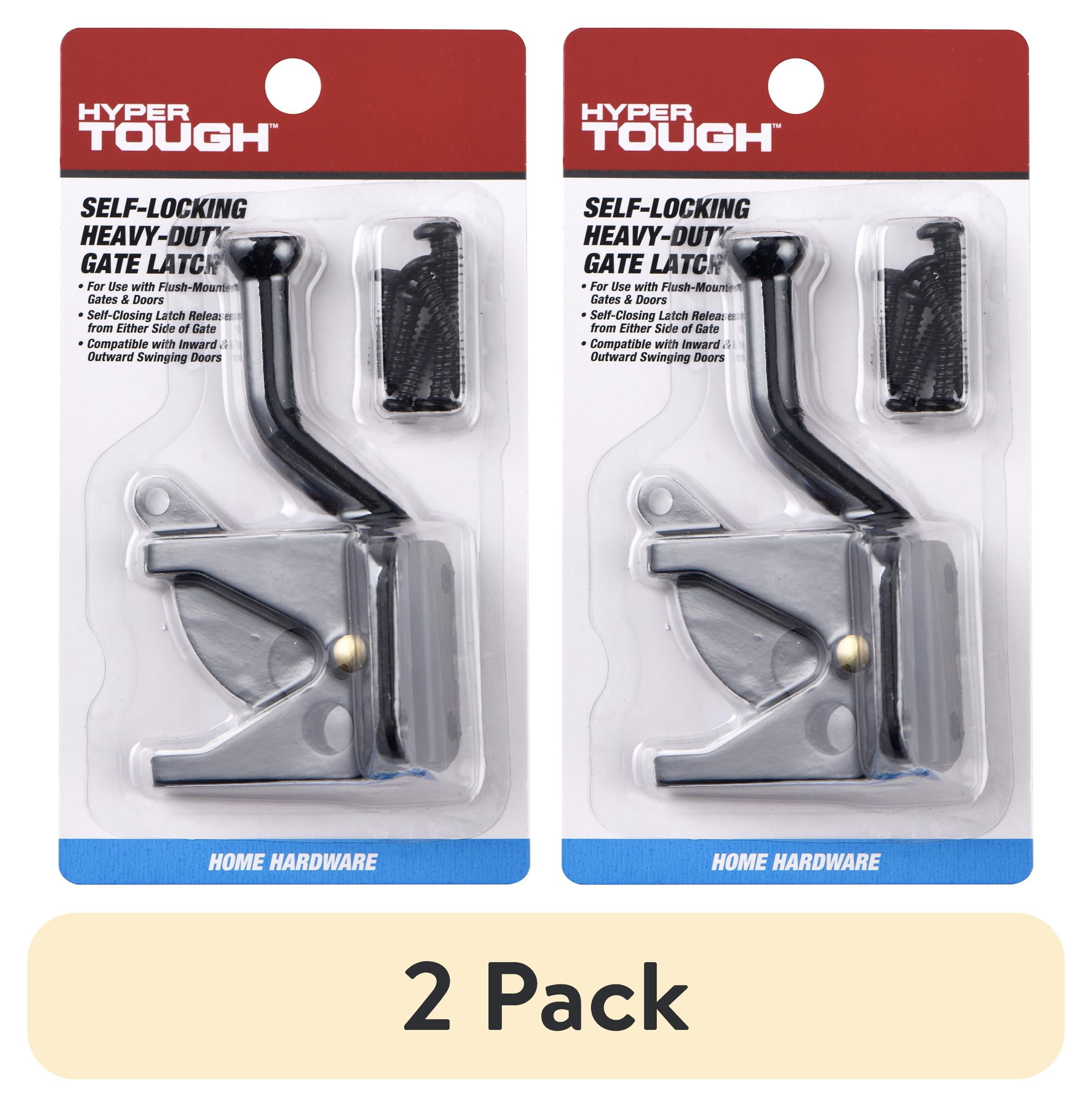(2 pack) Hyper Tough Self Locking, Heavy Duty Steel Gate Latch, Black