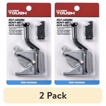 (2 pack) Hyper Tough Self Locking, Heavy Duty Steel Gate Latch, Black