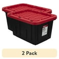 thumbnail interactive-video image 1 of (2 pack) Hyper Tough 12 Gallon Small Storage Bin with Snap Lid, Black and Red, Heavy Duty Plastic Storage Container, 1 of 16