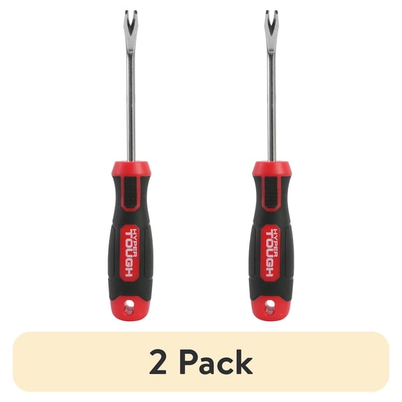 (2 pack) Hyper Tough Tack & Nail Lifter with Soft Grip Handle, Black & Red