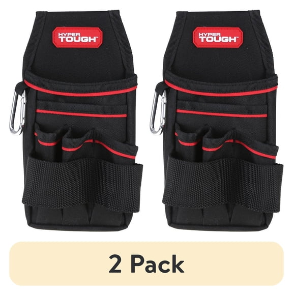 (2 pack) Hyper Tough Tool Pouch Organizer, Black 600 Denier Polyester
