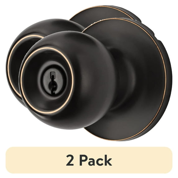(2 pack) Hyper Tough Two Keyed Entry Ball Locking Doorknobs Oil-Rubbed Bronze Finish Twin Pack