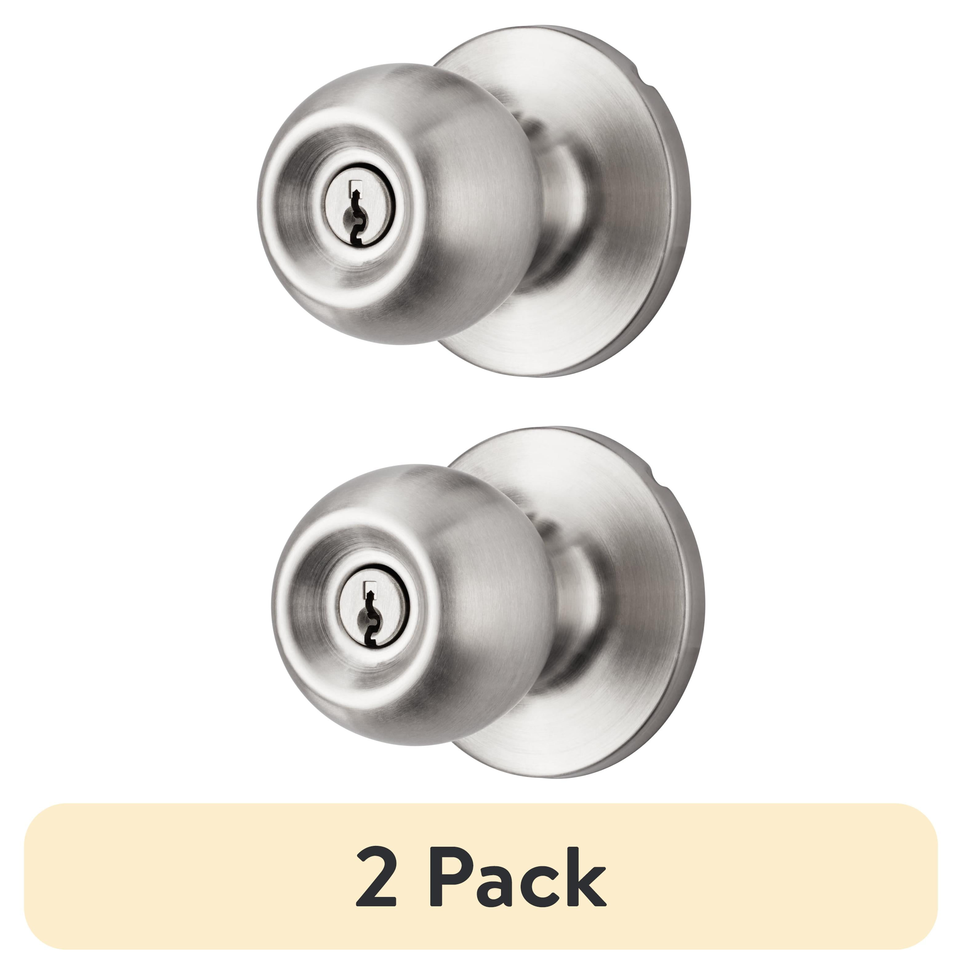 (2 pack) Hyper Tough Two Keyed Entry Ball Locking Doorknobs Stainless Steel Finish Twin Pack