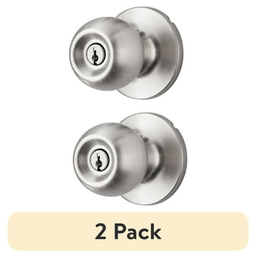 (2 pack) Hyper Tough Two Keyed Entry Ball Locking Doorknobs Stainless Steel Finish Twin Pack
