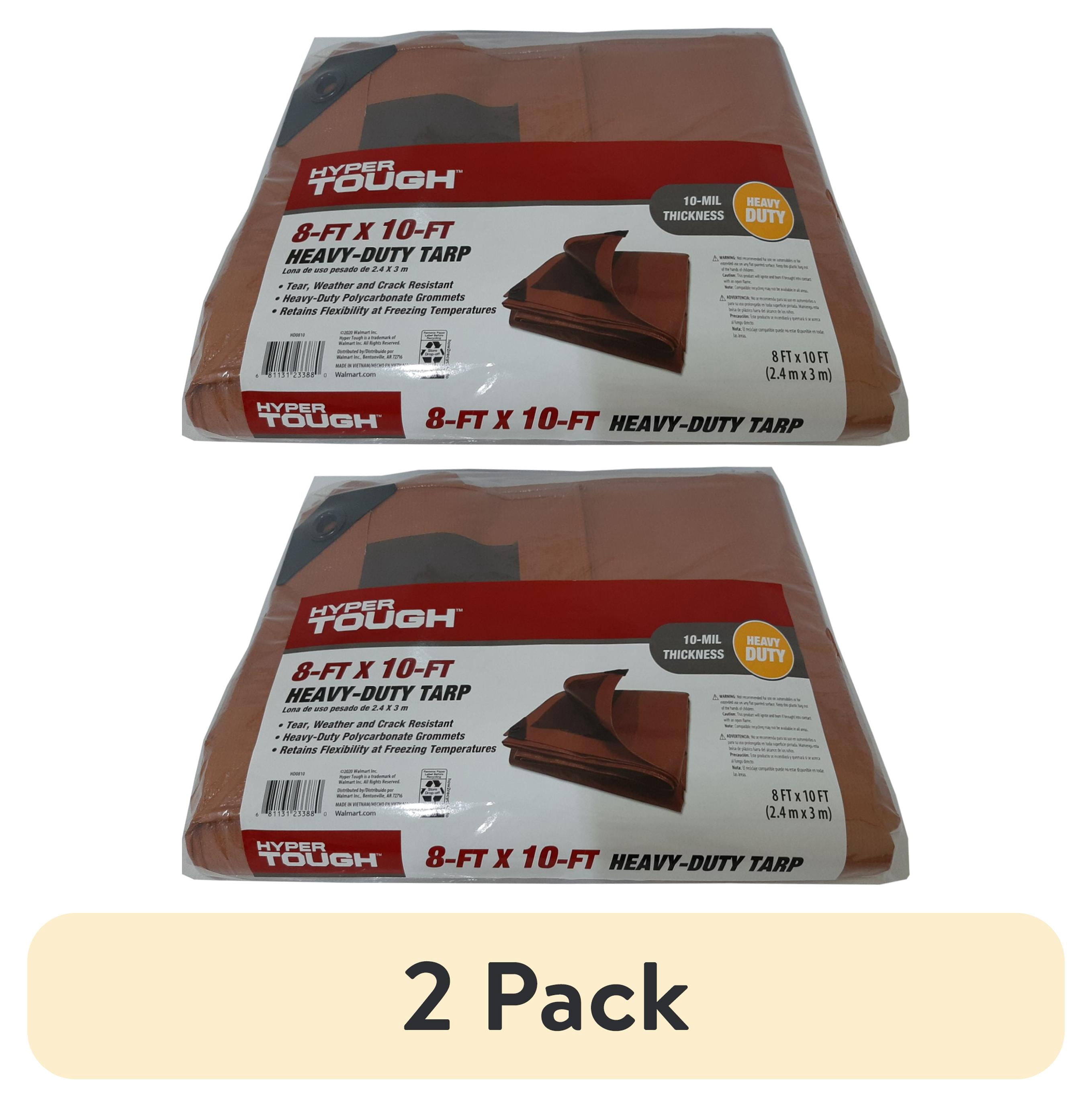 (2 pack) Hyper Tough Heavy Duty Weather Resistant Polyethylene Tarp, 8 ft x 10 ft