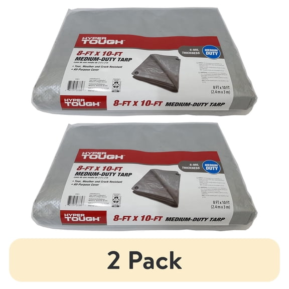 (2 pack) Hyper Tough Weather Resistant Medium Duty 8 x 10' Polyethylene Tarp