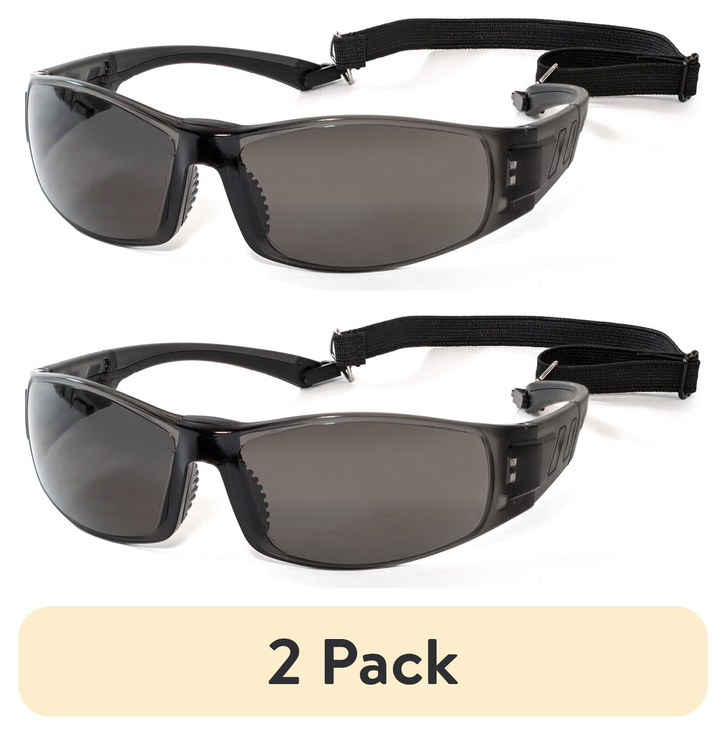 (2 pack) Hyper Tough Polycarbonate Outdoor Gasket Safety Glasses with Lanyard, Smoke