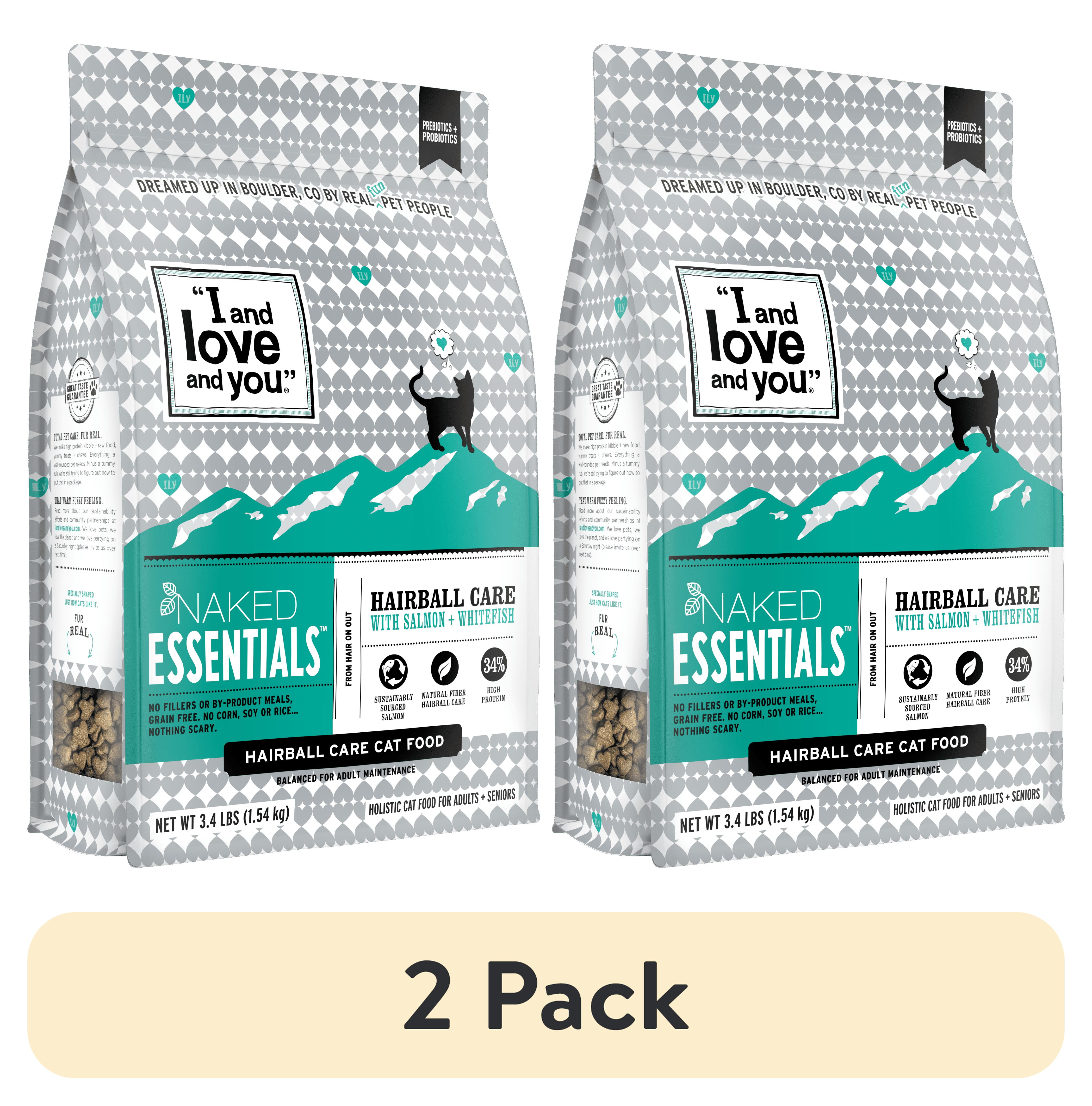 (2 pack) "I and love and you" Naked Essentials Dry Cat Food, Hairball Care with Whitefish and Salmon, 11 lb