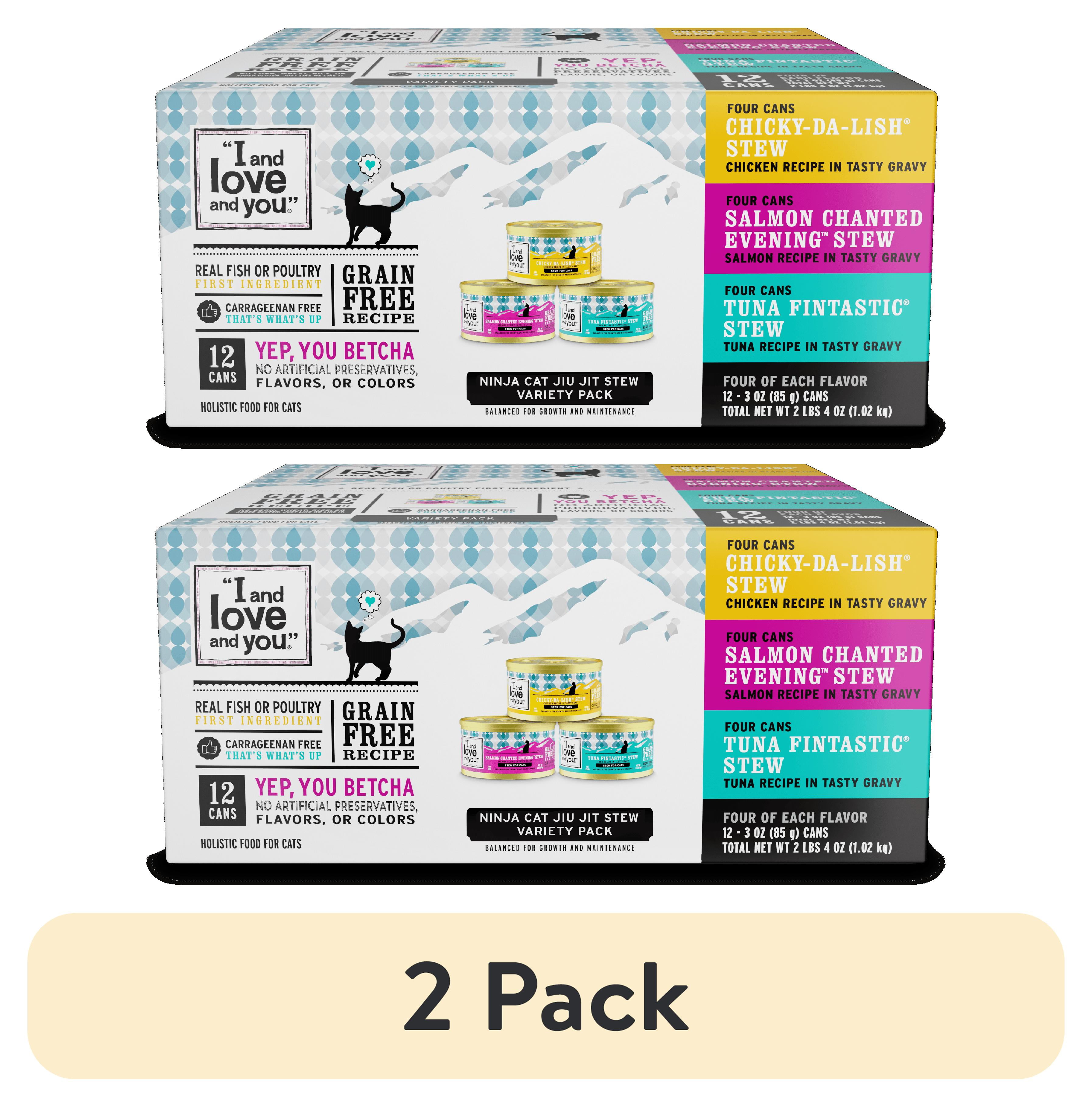 (2 pack) "I and love and you" Wet Cat Food Variety Pack; Chicky-Da-Lish, Salmon Chanted Evening, Tuna Fintastic