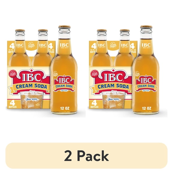 (2 pack) IBC Cream Soda Made with Sugar Glass Bottles, 12 Fl Oz, 4 Count