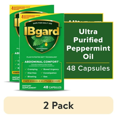 IBgard Digestive Gut Health Supplement for a Combination of Occasional Symptoms: Cramping, Bowel Urgency, Diarrhea, Constipation, Bloating & Gas, 48ct (Packaging May Vary)