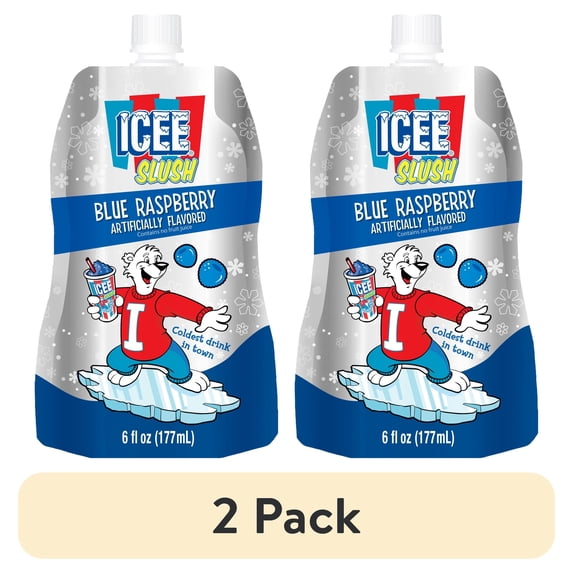 Ice Squeeze Blue Raspberry (2 pack) Icee Slush Blue Raspberry Freeze & Squeeze Drink Pouch, 6 fl ...