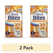 (2 pack) INABA Churu Bites for Cats, Grain-Free, Soft/Chewy Baked Chicken Wrapped Cat Treats with Savory Churu Centers, 0.35 Ounces Each Tube, 3 Tubes, Chicken Recipe