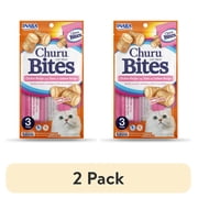 (2 pack) INABA Churu Bites for Cats, Grain-Free, Soft/Chewy Baked Chicken Wrapped Cat Treats with Savory Churu Centers, 0.35 Ounces Each Tube, 3 Tubes, Tuna with Salmon Recipe