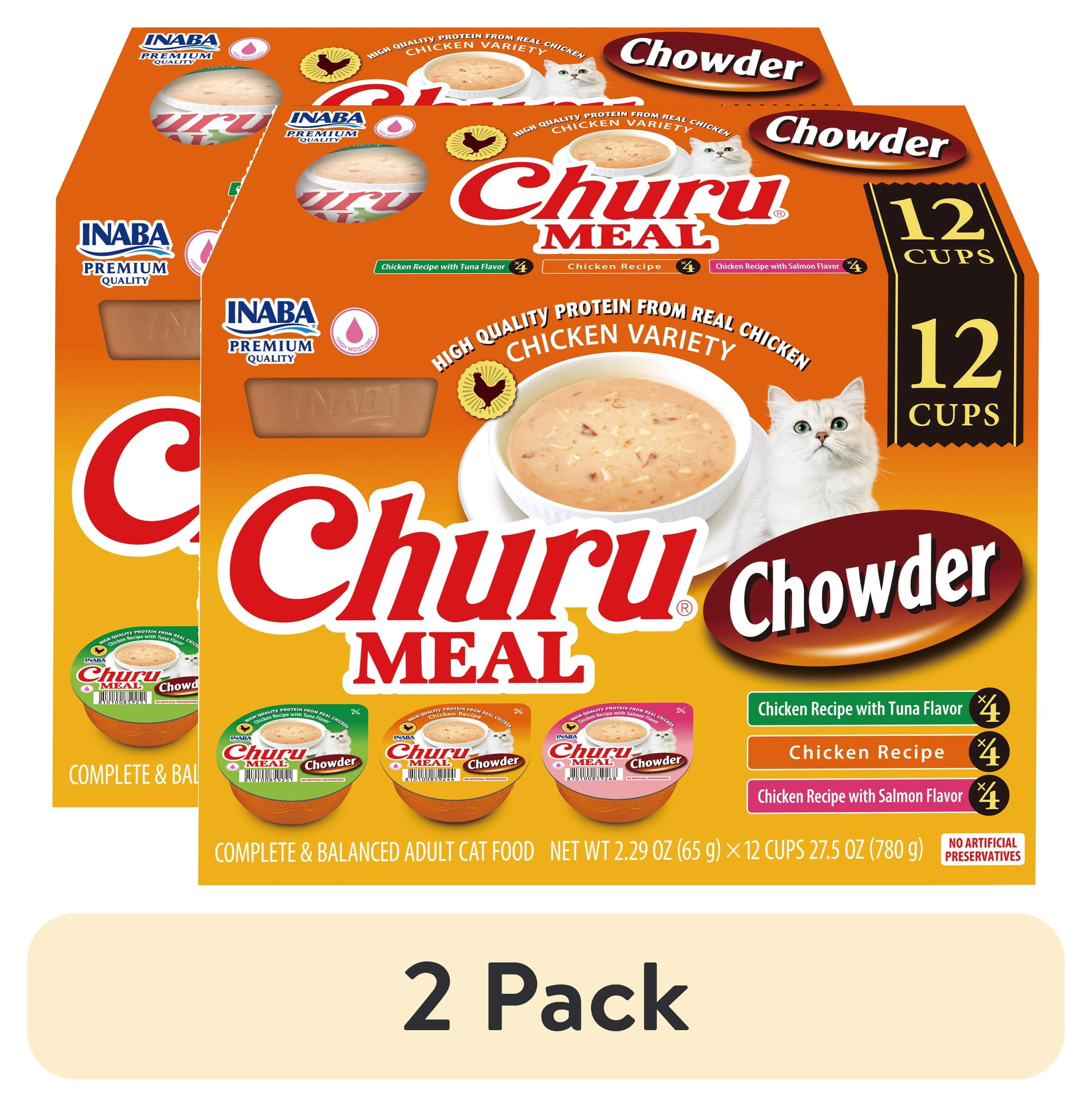(2 pack) INABA Churu Meal Chowder Adult Wet Cat Food, 2.29 oz cup, 12 ...