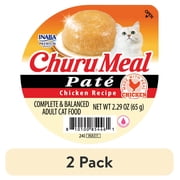 (2 pack) INABA Churu Meal Paté Adult Wet Cat Food, 2.29 oz cup, Chicken Recipe