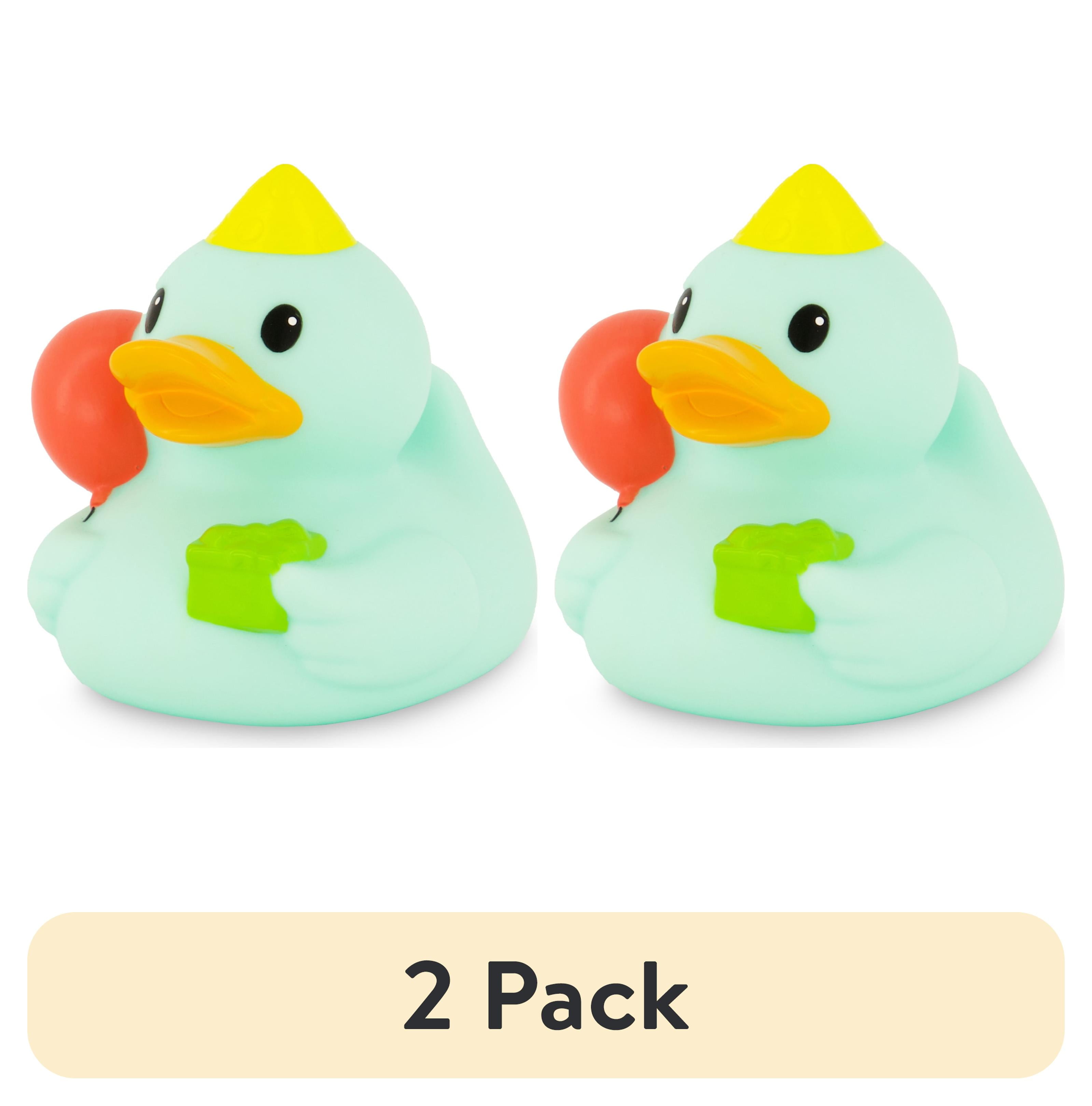 (2 pack) Infantino Fun Time Duck Baby Bath Toy, Squeezable Floating Duck, BPA-Free, Infant & Toddler Bath Toy, Celebration