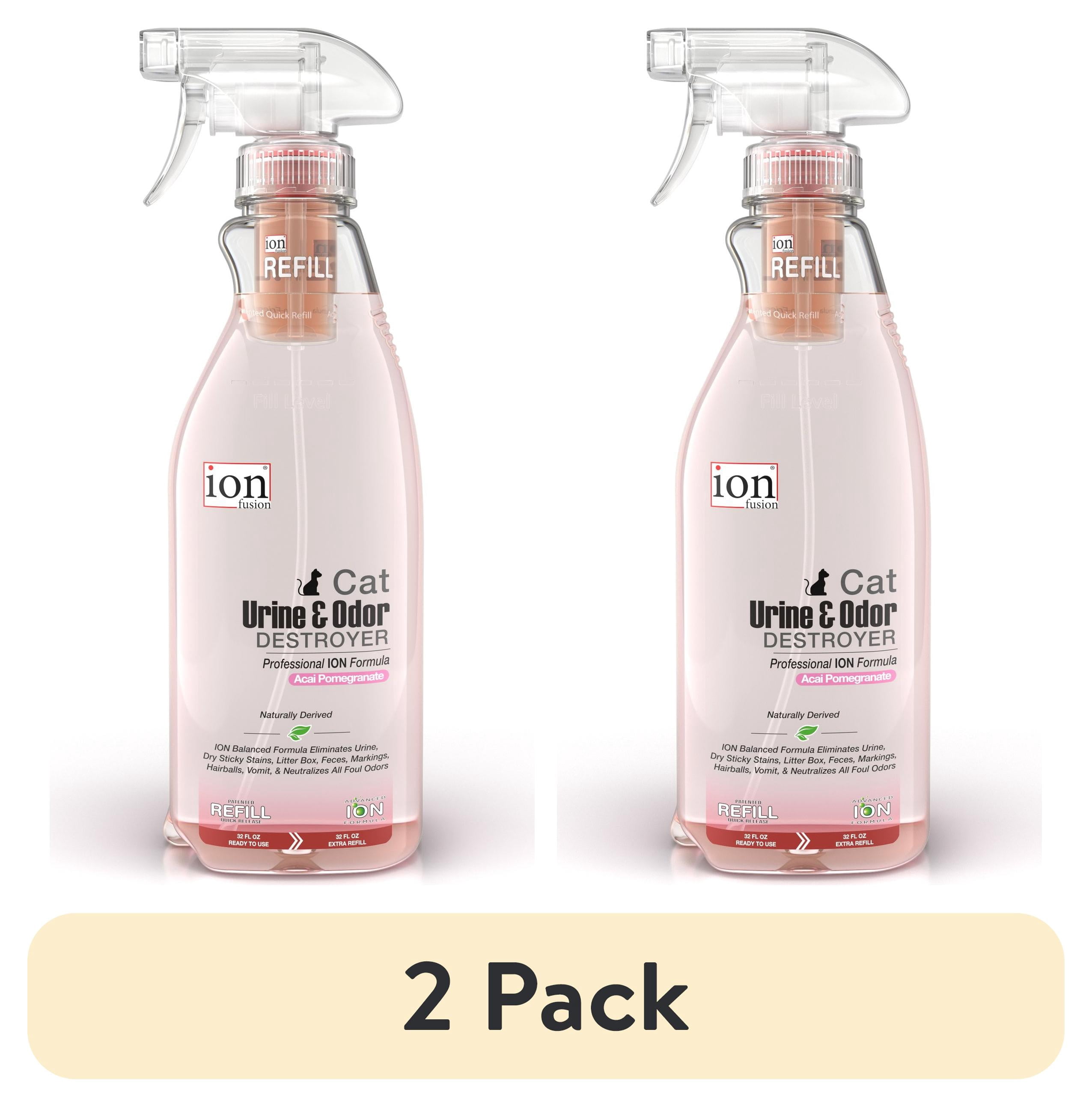 (2 pack) ION Fusion Cat Urine & Odor Destroyer - 2 Bottles in 1. 32oz