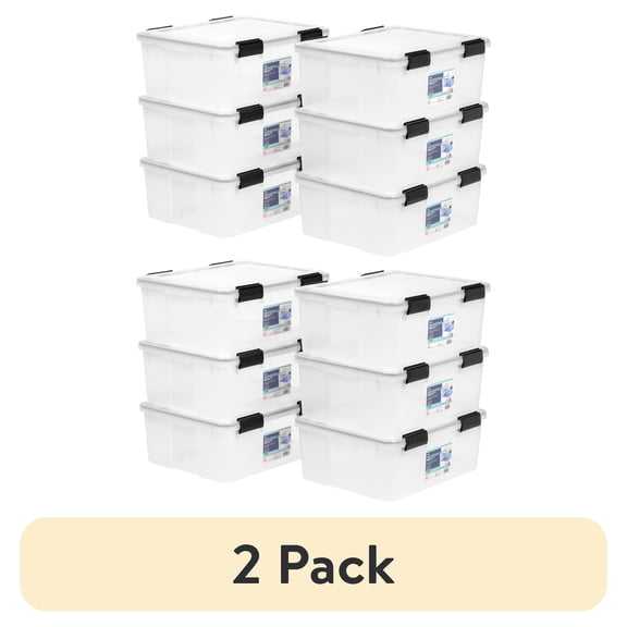 (2 pack) (2 pack) IRIS 31 Qt Storage Box with Gasket Seal Lid, Heavy Duty Moving Containers with Tight Latch, 6Pk