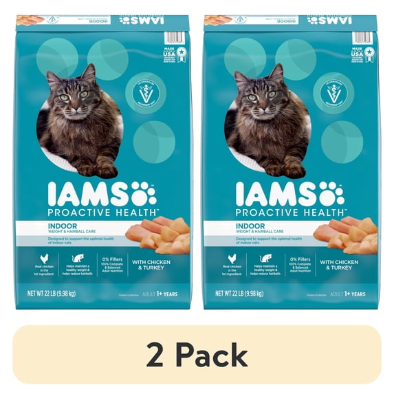 (2 pack) Iams Proactive Health Chicken And Turkey Dry Cat Food, 22 Lb Bag