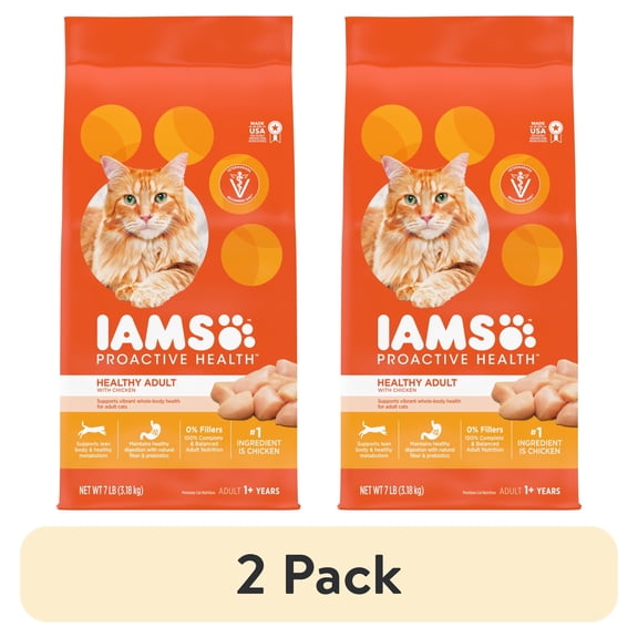 (2 pack) Iams Proactive Health Chicken Dry Cat Food, 7 Lb Bag