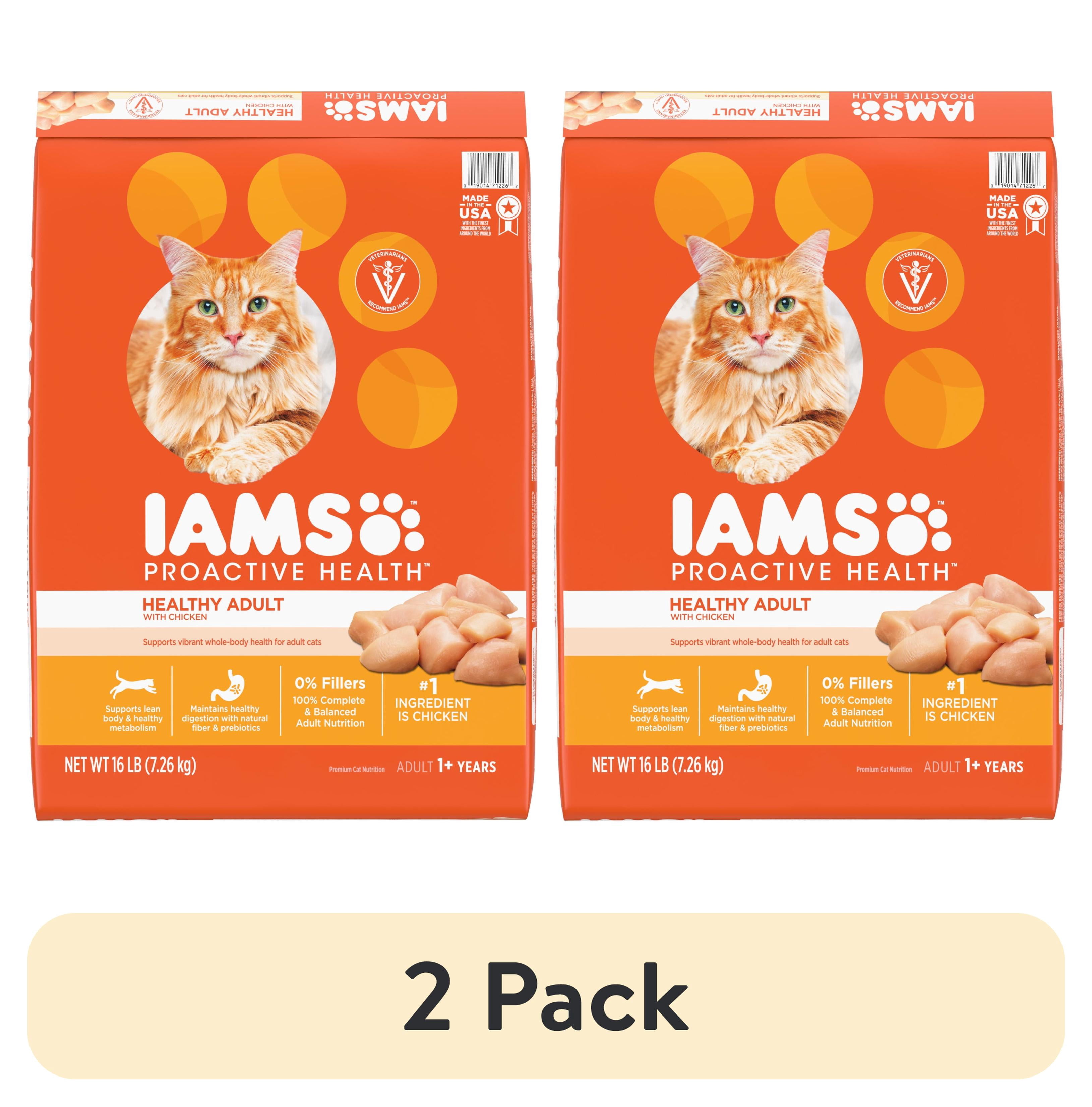 (2 pack) Iams Proactive Health Chicken Flavor Dry Cat Food, 16 Lb Bag