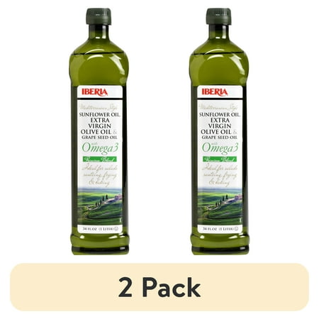 (2 pack) Iberia Extra Virgin Olive Oil, Mediterranean Style, 34 Fl Oz