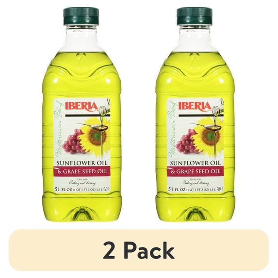 (2 pack) Iberia Mediterranean Blend Sunflower Oil & Grape Seed Oil 51 fl oz
