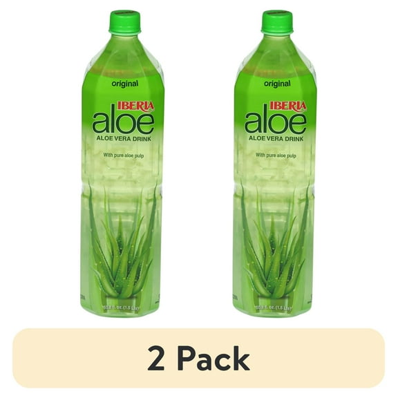 (2 pack) Iberia Original Aloe Vera Drink with Pure Aloe Pulp 50.8 fl oz