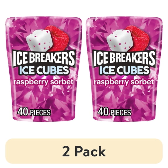 (2 pack) Ice Breakers Ice Cubes Raspberry Sorbet Sugar Free Chewing Gum ...