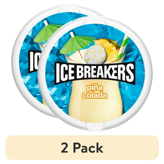 (2 pack) Ice Breakers Pina Colada Sugar Free Mints, Tin 1.5 oz