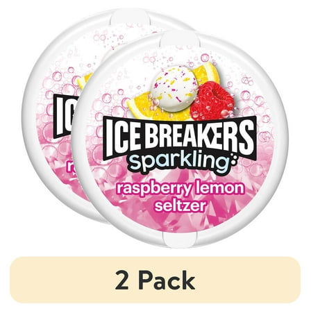 Ice Breakers Sparkling Raspberry Lemon Seltzer Flavored Sugar Free Mints, Puck 1.5 oz