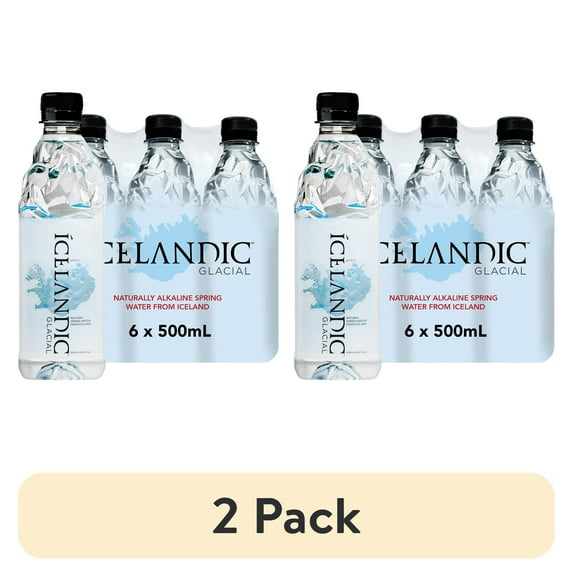 (2 pack) Icelandic Glacial Natural Alkaline Spring Water, 16.9 fl oz, 6 Pack Plastic Bottles