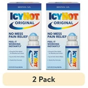 (2 pack) Icy Hot Original Medicated Topical Pain Reliever Liquid and Numbing Muscle Rub for Joint Pain Relief, Roll-On Cream, 16% Menthol, 2.5 fl oz