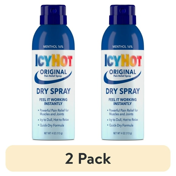 (2 pack) Icy Hot Original Pain Relief Dry Spray 4 oz. With 16% Menthol, Feel It Working Instantly