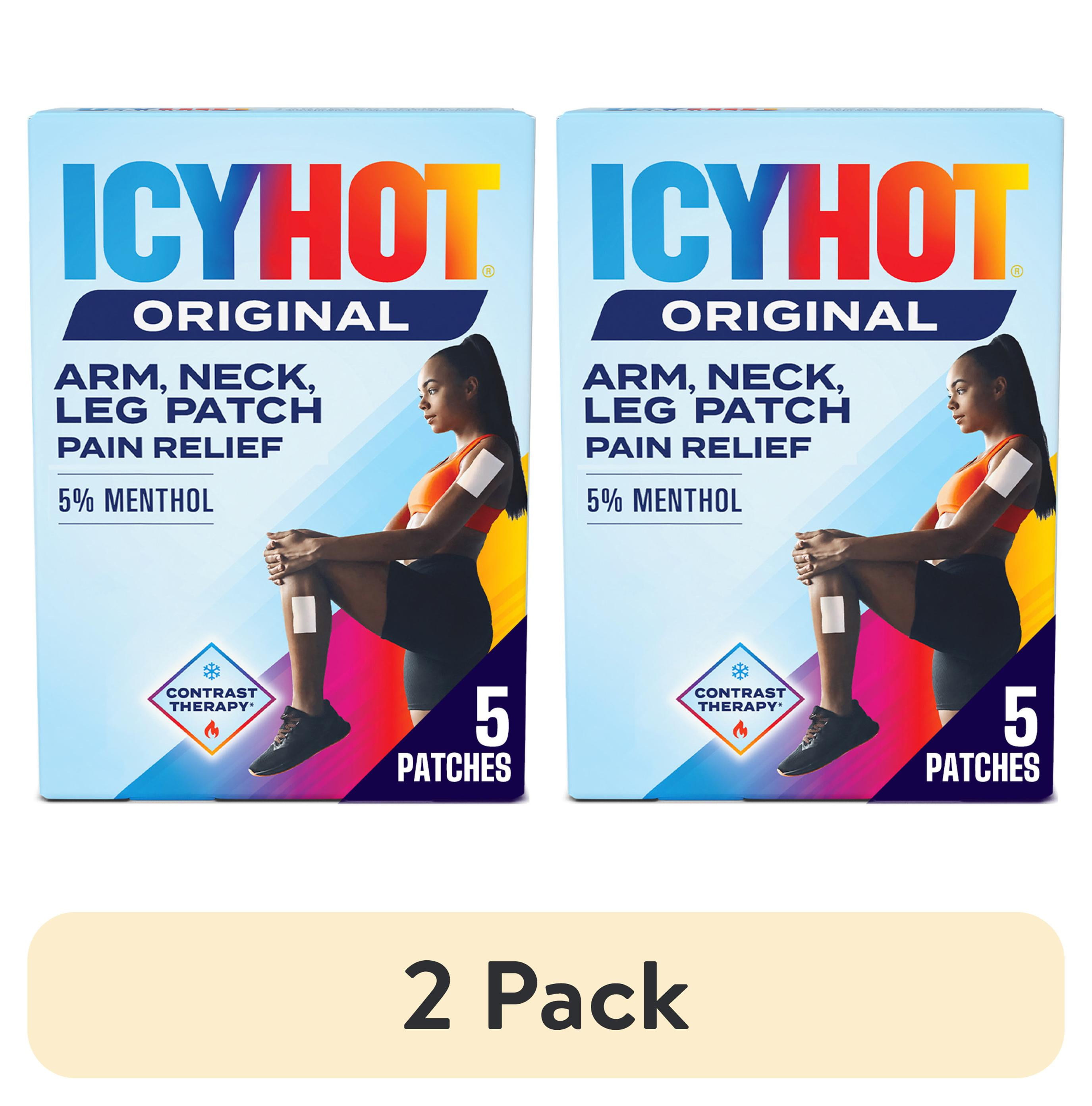 (2 pack) Icy Hot Original Pain Relief Patch, Medium Size Fabric Patches for Arm, Neck and Leg With Menthol 5%, Ice and Heat Contrast Therapy for Backaches, Joints, Muscle Strains and Arthritis, 5 ct.