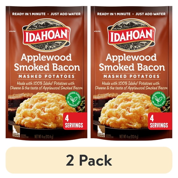 (2 pack) Idahoan Applewood Smoked Bacon Mashed Potatoes, 4 oz Pouch