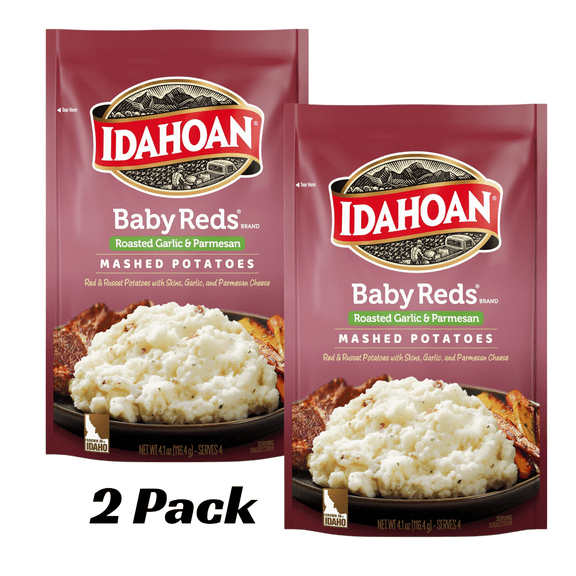(2 pack) Idahoan Baby Reds w/Roasted Garlic & Parm Mashed Potatoes, 4.1oz