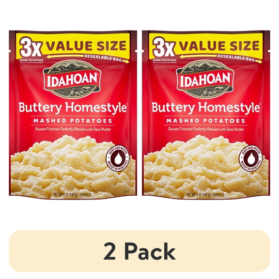 (2 pack) Idahoan Buttery Homestyle® Mashed Potatoes Value Size, 12 oz Resealable Pouch