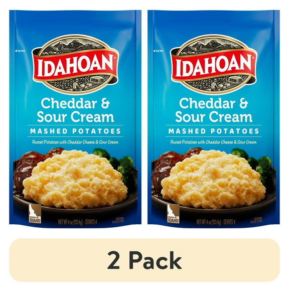 (2 pack) Idahoan Cheddar & Sour Cream Mashed Potatoes Side Dish, 4 oz