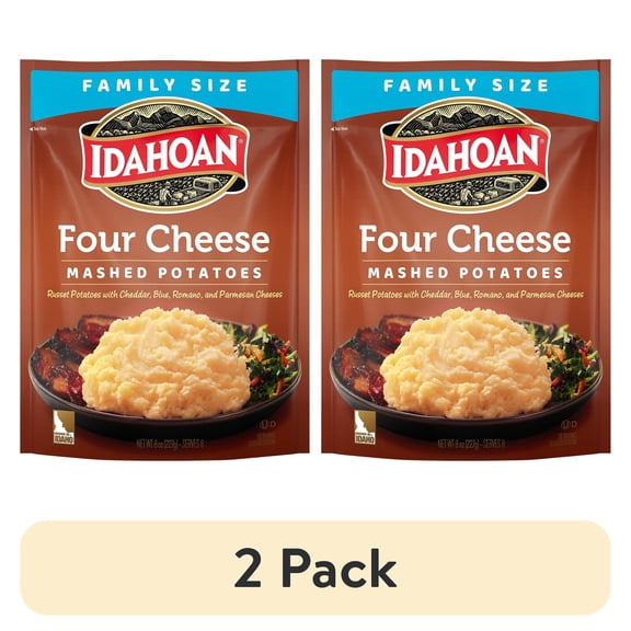 (2 pack) Idahoan Four Cheese Mashed Potatoes Family Size, 8 oz Pouch