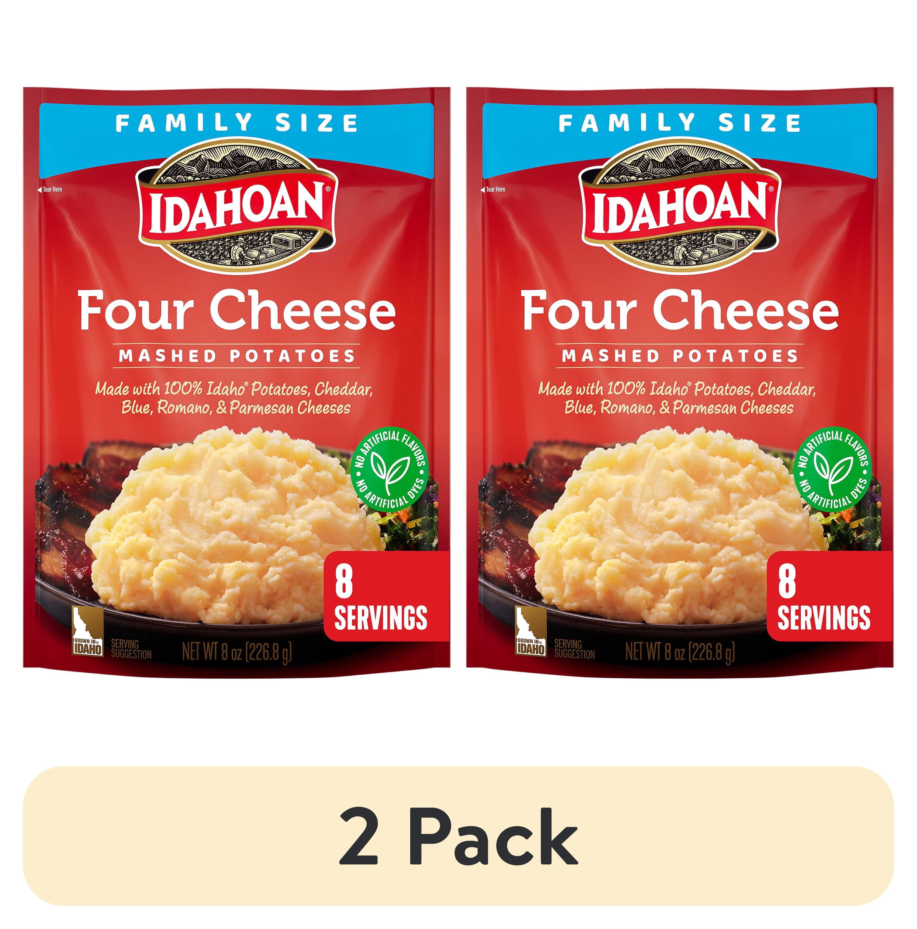 (2 pack) Idahoan Four Cheese Mashed Potatoes Family Size, 8 oz Pouch