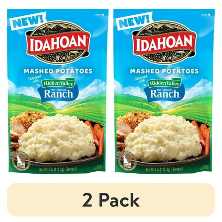 (2 pack) Idahoan Mashed Potatoes Seasoned with Hidden Valley Original Ranch Side Dish, 4 oz