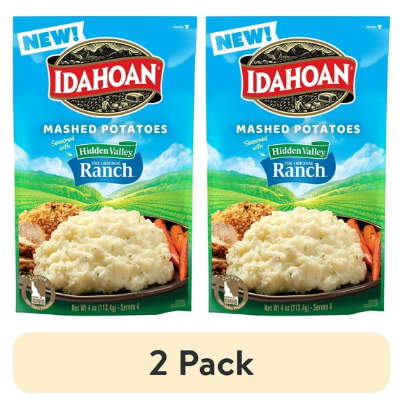 (2 pack) Idahoan Mashed Potatoes Seasoned with Hidden Valley Original Ranch Side Dish, 4 oz