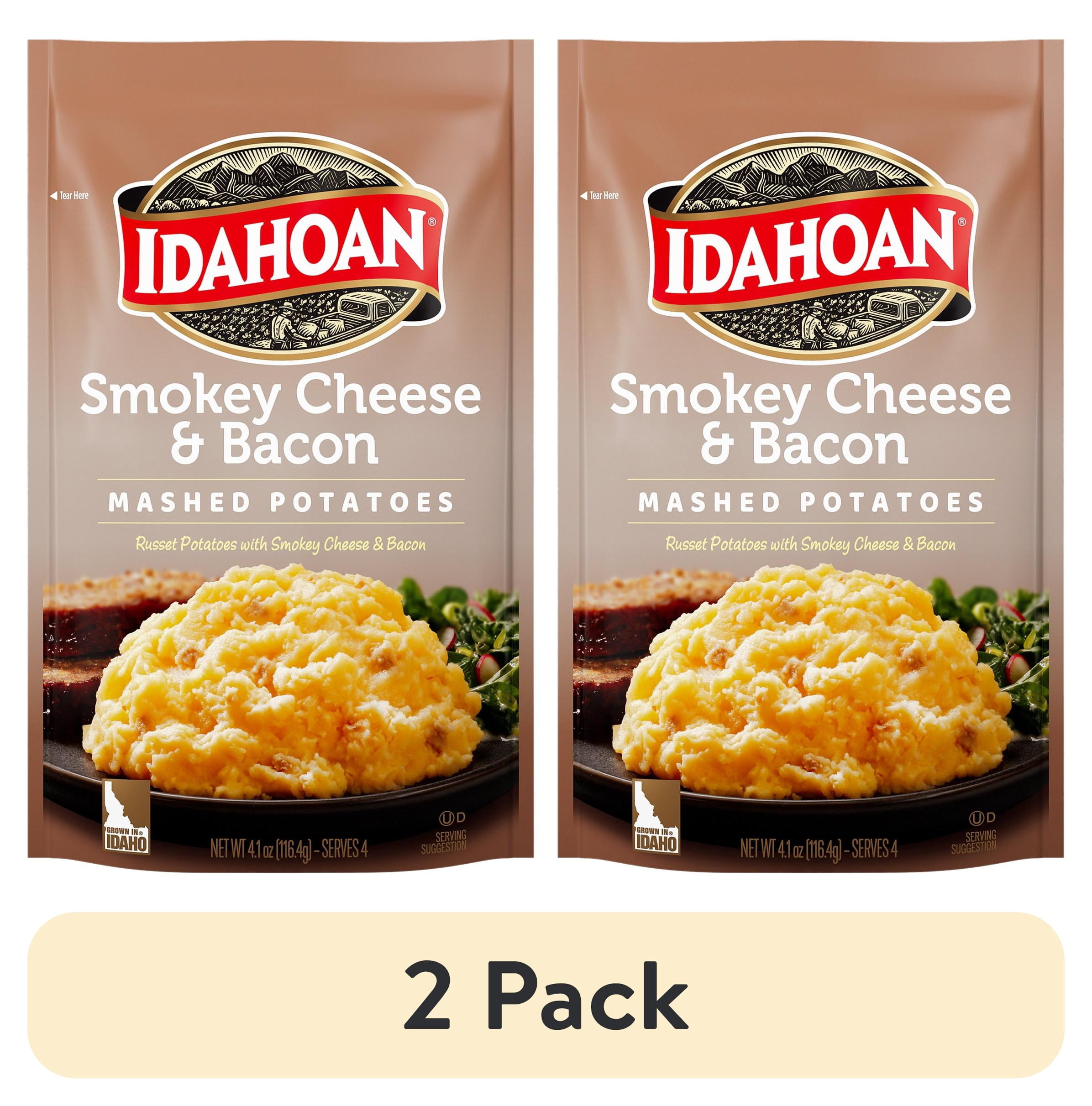 (2 pack) Idahoan Smokey Cheese & Bacon Mashed Potatoes, 4 oz Pouch