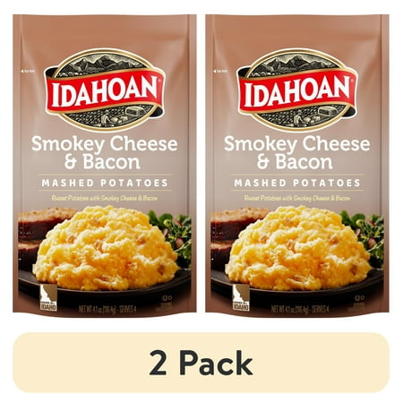 (2 pack) Idahoan Smokey Cheese & Bacon Mashed Potatoes Side Dish, 4 oz